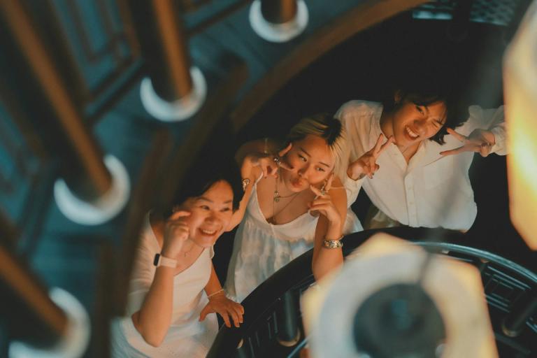 Three friends having a good time