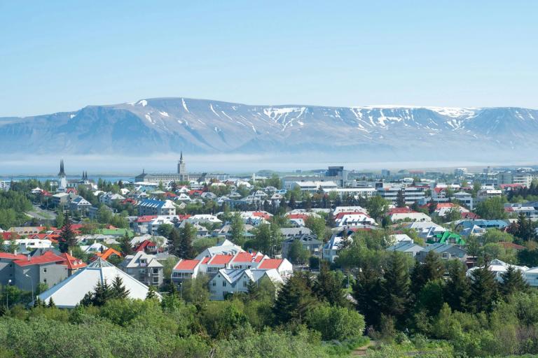 A view towards Esja mountain, overlooking Reykjavik city