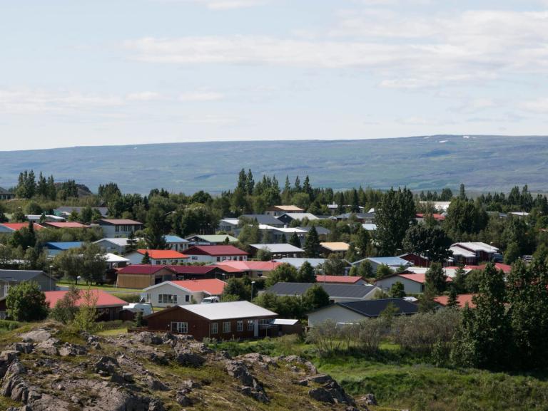 Residential houses in Egilsstaðir, in Eastern Iceland