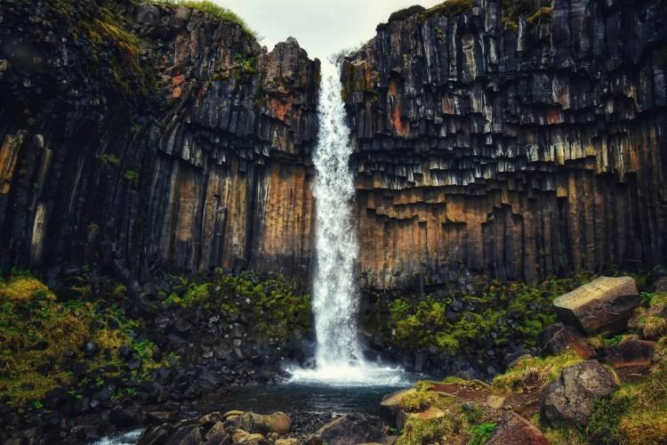 Svartifoss waterfall, a beautiful waterfall framed by striking basalt columns.
